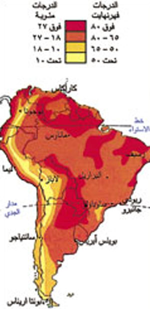 متوسط درجات الحرارة في يناير