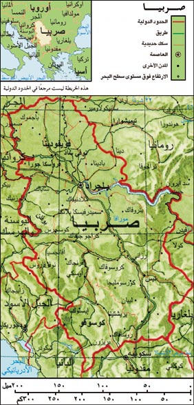 خريطة صربيا